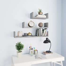 vidaXL Wall Display Shelf 3 pcs Concrete Grey Chipboard