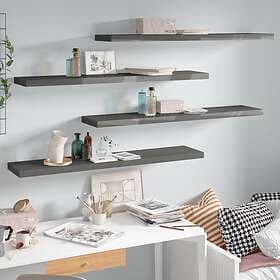 vidaXL Floating Wall Shelves 4 pcs High Gloss Grey 120x23.5x3.8 cm MDF