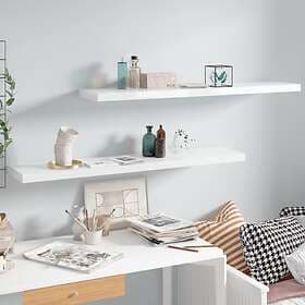 vidaXL Floating Wall Shelves 2 pcs High Gloss White 120x23.5x3.8 cm MDF