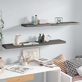 vidaXL Floating Wall Shelves 2 pcs High Gloss Grey 120x23.5x3.8 cm MDF