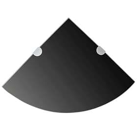 vidaXL Corner Shelves 2 pcs with Chrome Supports Glass Black 35x35 cm