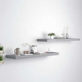 vidaXL Floating Wall Shelves 2 pcs Grey 90x23.5x3.8 cm MDF