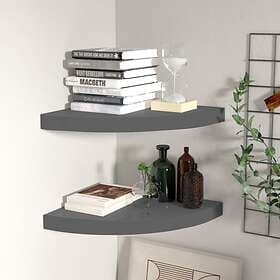 vidaXL Floating Corner Shelves 2 pcs High Gloss Grey 35x35x3.8 cm MDF