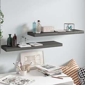 vidaXL Floating Wall Shelves 2 pcs High Gloss Grey 80x23.5x3.8 cm MDF