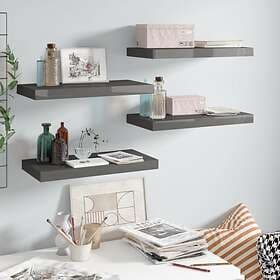 vidaXL Floating Wall Shelves 4 pcs High Gloss Grey 50x23x3.8 cm MDF