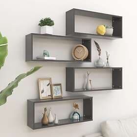vidaXL Wall Cube Shelves 4 pcs Grey 60x15x23 cm Chipboard