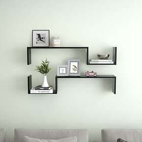 vidaXL Wall Shelves 2 pcs Black 100x15x20 cm Chipboard