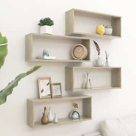 vidaXL Wall Cube Shelves 4 pcs Sonoma Oak 60x15x23 cm Chipboard