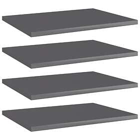 vidaXL Bookshelf Boards 4 pcs High Gloss Grey 40x30x1.5 cm Chipboard