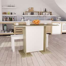 vidaXL Dining Table White and Sonoma Oak 110x60x75 cm Chipboard