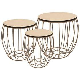 vidaXL Coffee Table Set 3 Pieces Poplar Plywood Iron