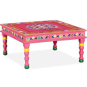 vidaXL Coffee Table Solid Mango Wood Pink Hand Painted