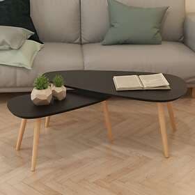 vidaXL Coffee Table Set 2 Solid Pieces Pinewood Black