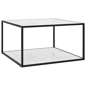vidaXL Coffee Table Black with White Marble Glass 90x90x50 cm