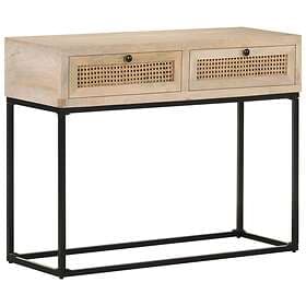 vidaXL Console Table 100x35x76 cm Solid Mango Wood and Natural Cane