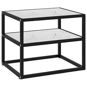 vidaXL Console Table White 50x40x40 cm Tempered Glass