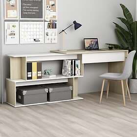vidaXL Corner Desk White and Sonoma Oak 200x50x76 cm Chipboard