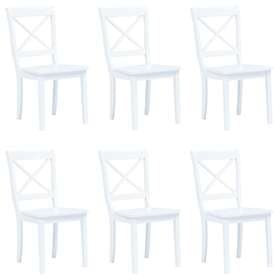 vidaXL Dining Chairs 6 pcs White Solid Rubber Wood