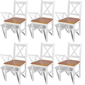 vidaXL Dining Chairs 6 pcs White Pinewood