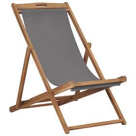 vidaXL Folding Beach Chair Solid Teak Wood Grey