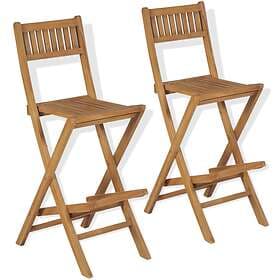 vidaXL Folding Outdoor Bar Stools 2 pcs Solid Teak Wood