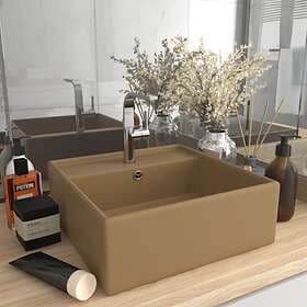 vidaXL Luxury Basin Overflow Square Matt Cream 41x41 cm Ceramic