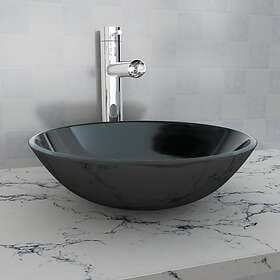 vidaXL Basin Tempered Glass 42cm (Black)
