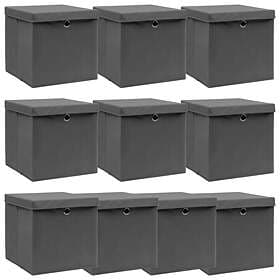 vidaXL 10-Pack Storage Box with Lid