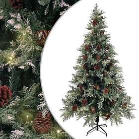 Be Basic Plastgran With Ljusslinga Och Kottar With Snö Green 195cm