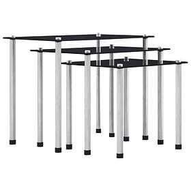 vidaXL End Table Set 3-pack Tempered Glass
