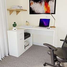 Vida Designs Longton Justerbart, L-format datorskrivbord med hyllor, låda och dö