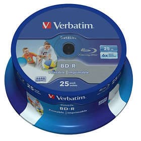 Verbatim BD-R 25GB 6x 25-pack Cakebox Wide Printable