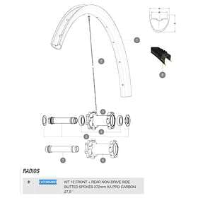 Mavic Xa Pro Carbon 27.5 2017-18 Front/rear Left 12 Units Spokes Svart 272 mm