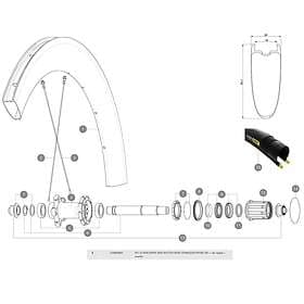 Mavic Spokes Comete Pro Carbon Sl Ust Rear Left 12 Units Svart 261 mm