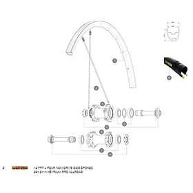 Mavic Ksyrium Pro Allroad Ekrar 12 stk, Fram Vänster bak, 291.5 mm