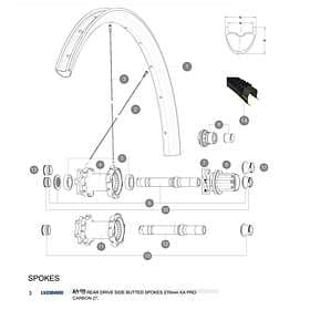 Mavic Xa Pro Carbon 27.5 2017-18 Rear Right 12 Units Spokes Svart 270 mm