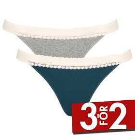 Sloggi Trosor 2P GO Ribbed Tanga Blue/ ekologisk bomull Dam