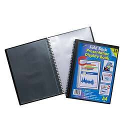 Tiger 36 A4 Pocket Fold Back Display Book Black