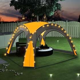 Be Basic Partytelt med LED og 4 sidevegger 3.6x3.6x2.3 m gul Gul