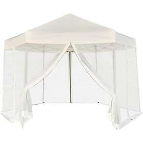 Be Basic Sekskantet popup partytelt m. 6 sidevegger kremhvit 3.6x3.1m