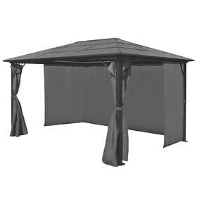 Be Basic Paviljong med gardin antrasitt aluminium 400x300 cm Grå