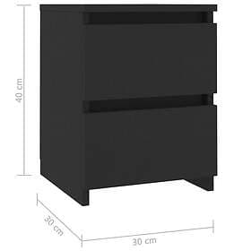 vidaXL Nightstand 2 pcs Black 30x30x40cm Constructed Wood 800516