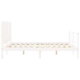 vidaXL Sängram med huvudgavel vit 160x200 cm massivt trä