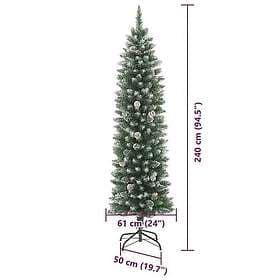 vidaXL Artificial Tree Slim Green and White 240cm 300 LEDs