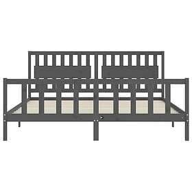 vidaXL Bed Frame med huvudgavel grå 200x200 cm massivt trä 3192448