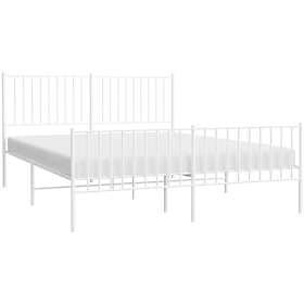 vidaXL Bed Frame med huvudgavel och fotgavel vit metall 160x200 cm