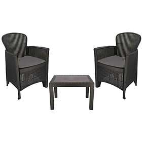 IPAE Rattan Table and Chairs Set Of 2 With Cushions & Grey