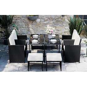 Rattrix Outdoor 9PC PE RATTAN CUBE DINING SET Black