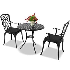 Homeology OSHOWA Aluminium Weatherproof Outdoor Table and 2 Comfortable Chairs w
