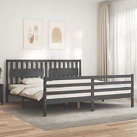 vidaXL Bed Frame med huvudgavel grå 200x200 cm massivt trä 3194333